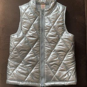 Girl's Silver Sleeveless Puffer Vest - Size 10-12